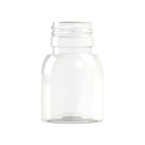 Frasco PET 40ml cilindrico PP28 transparente