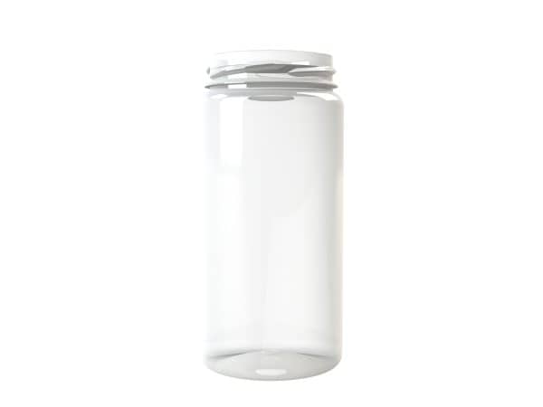 Frasco PET 330ml M1 cilíndrico B/L 58 transparente