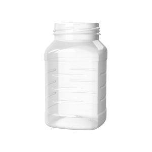 Frasco PET 400ml M1 quadrado BL 58 transparente c_ribs
