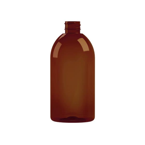 Frasco PET 500ml M1 cilindrico 28-410 INV ambar 35g