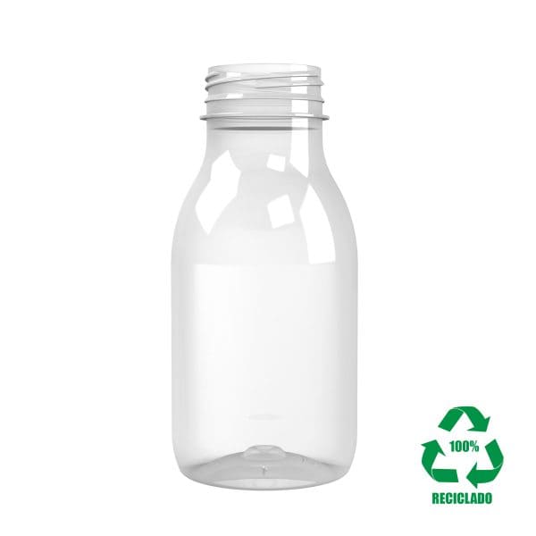 Frasco rPET100 250ml M6 cilindrico 38 3E c_anel transparente