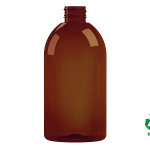 Frasco rPET100 500ml M1 cilíndrico 28-410 INV âmbar 35g (SC/EP)