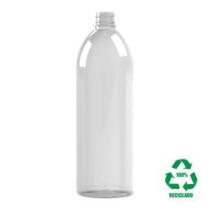 Frasco rPET100 1000ml M1 cilíndrico 28/410 INV c/anel transparente 45g