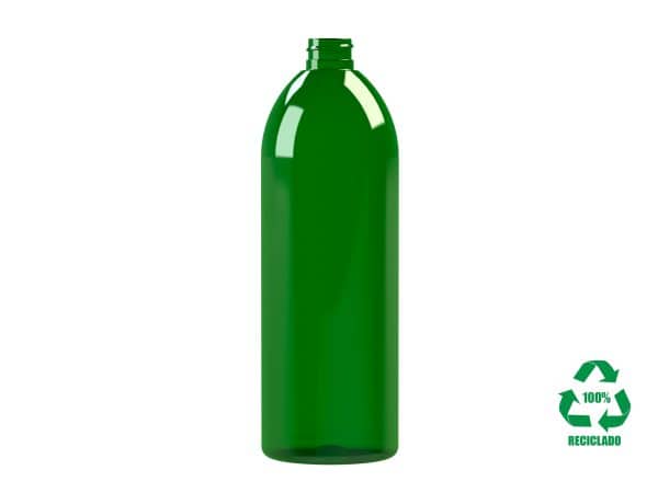 Frasco rPET100 1000ml M1 cilíndrico 28/410 verde 35g