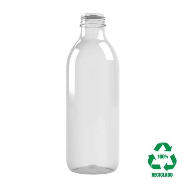Frasco rPET100 1000ml M6 cilindrico 38 3E c_anel transparente 