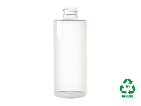 Frasco rPET30 400ml M4 cilíndrico 28/410 transparente 35g