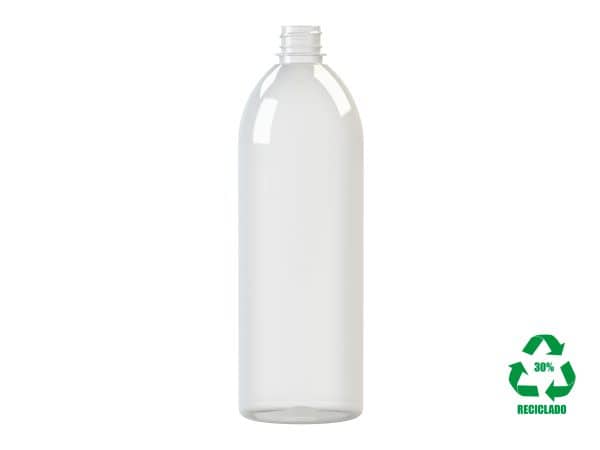 Frasco rPET30 1000ml M1 cilíndrico 28/410 INV c/anel transparente 45g