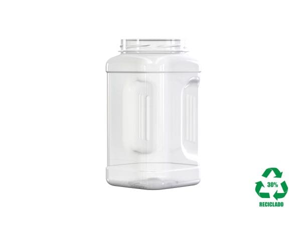 Frasco rPET30 1500ml M4 quadrado c/pega BL 89 transparente